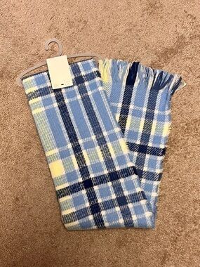 a new day Plaid Fringe Scarf in Light Blue, Navy & Pale Yellow